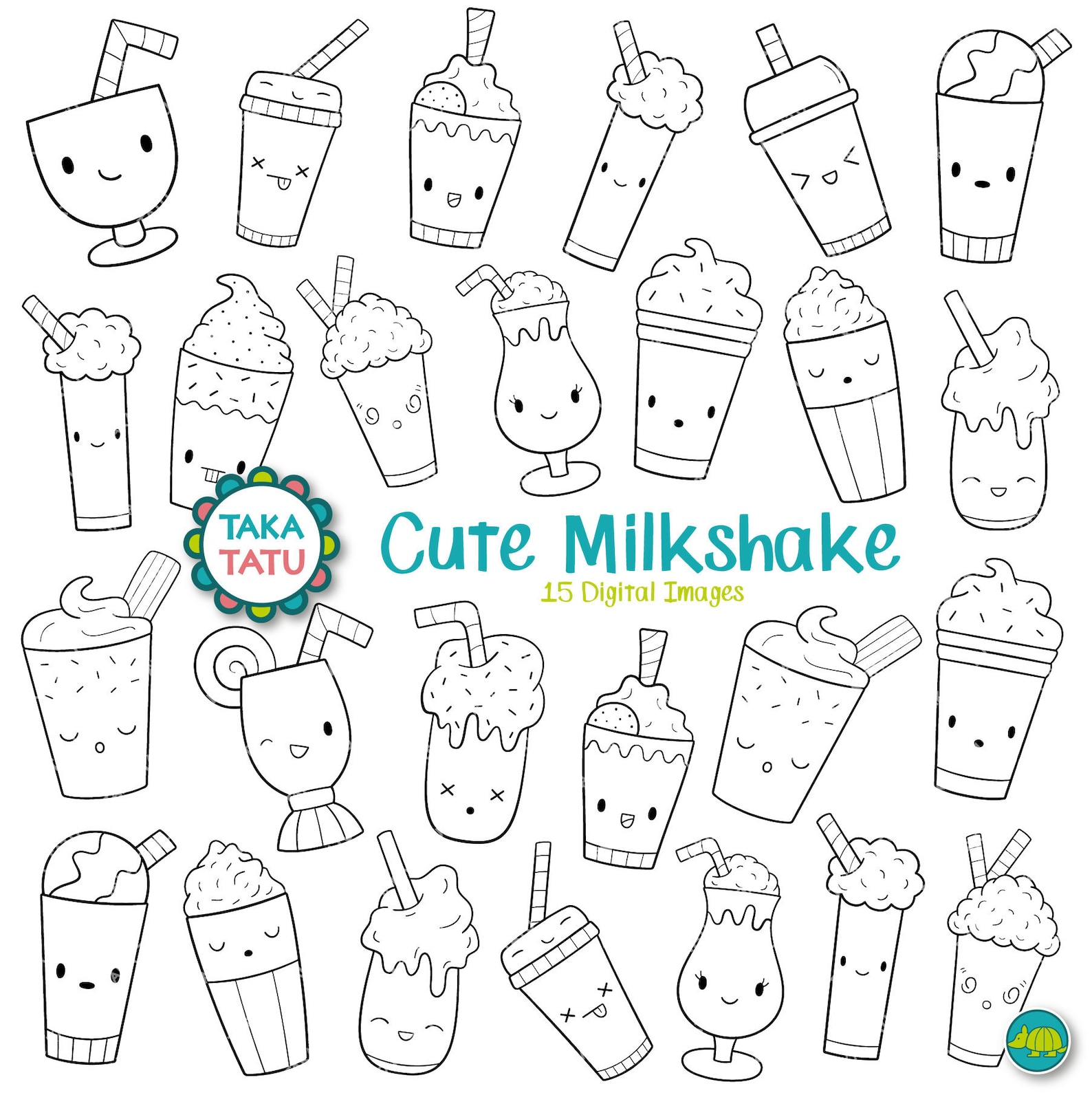 Cute Milkshake Clipart Kawaii Milkshake / Printable Etsy