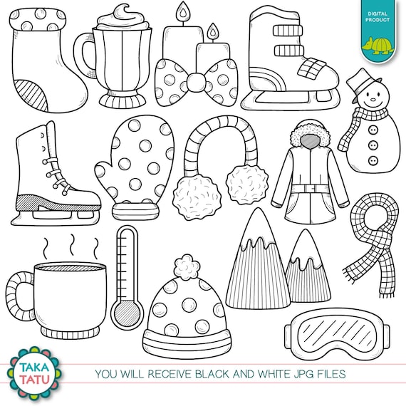 Cute Black And White Winter Clipart