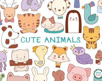 100 Cute Animals Clipart Kawaii Animals Digital Image / - Etsy 100 Cute Animals Clipart Kawaii Animals Digital Image / - Etsy