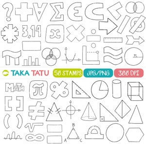 Math Doodles Digital Stamp - Math Clipart / Hand Drawn Math Clipart / School Clipart / Study Clipart / Geometry / Education / Mathematics