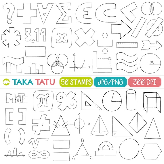 Math Doodles Digital Stamp Math Clipart Hand Drawn Math Clipart School Clipart Study Clipart Geometry Education Mathematics - 