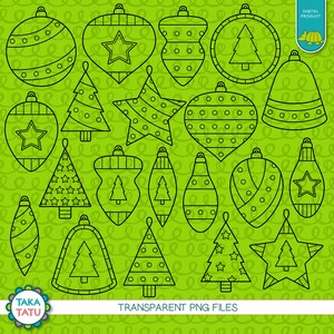 Christmas Ornaments Digital Stamp Christmas Ornament Clipart / Baubles Clipart / Christmas Tree Decoration / Holiday image 4