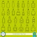 Bottles Black and White Digital Stamp Pack / Bottle Line Art Printable ...