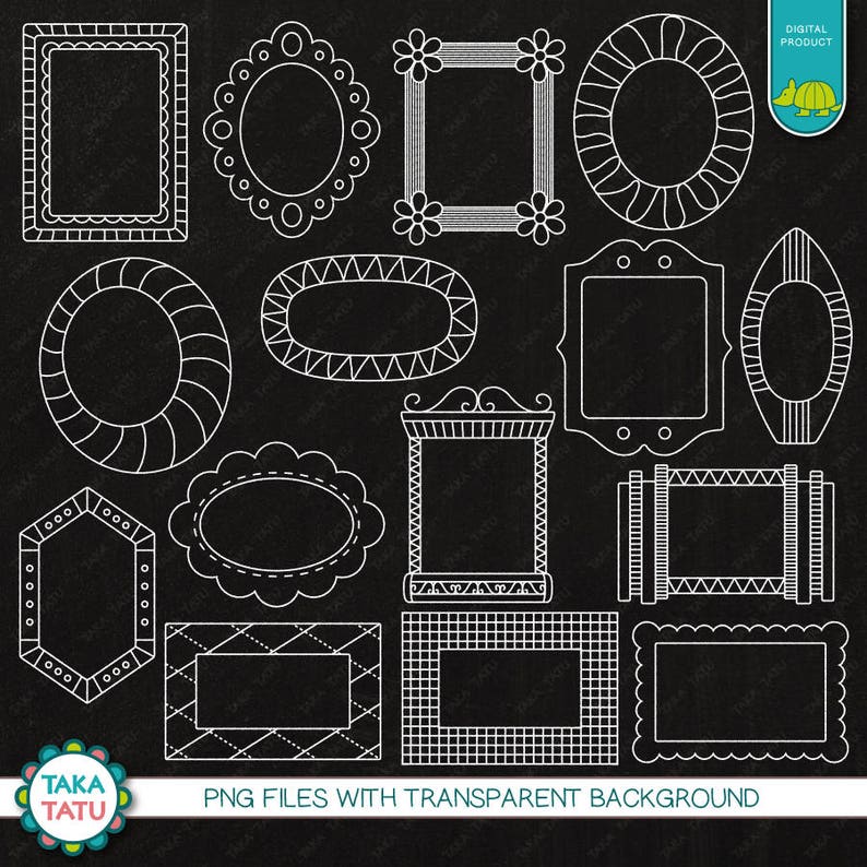 Chalk Doodle Frames Clipart Hand Drawn Frames / Chalkboard Etsy