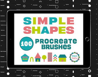100 Procreate Brushes  - Geometric Shapes Stamp Brushes / Simple Shapes for Procreate / Fill and Outline Brushes for iPad Pro Illustrations