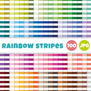 100 Rainbow Stripes Digital Paper Pack - Colorful Striped Paper For Backgrounds and Designs / Printable Digital Paper - Instant Download