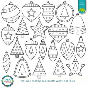 Christmas Ornaments Digital Stamp Christmas Ornament Clipart / Baubles Clipart / Christmas Tree Decoration / Holiday image 2