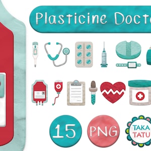 PLASTICINE DOCTOR Clipart - Clay Medical Clipart / Digital Hospital Theme Clipart / Digital Plasticine and Clay Images - Instant Download