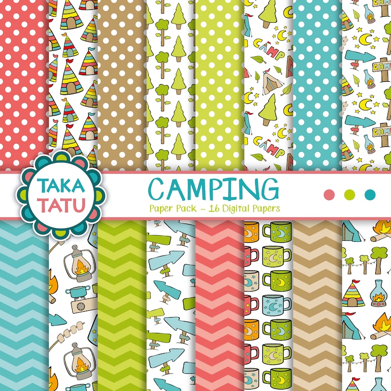 Camping Trip Paper Pack Patterned Paper / Camping Theme / Etsy