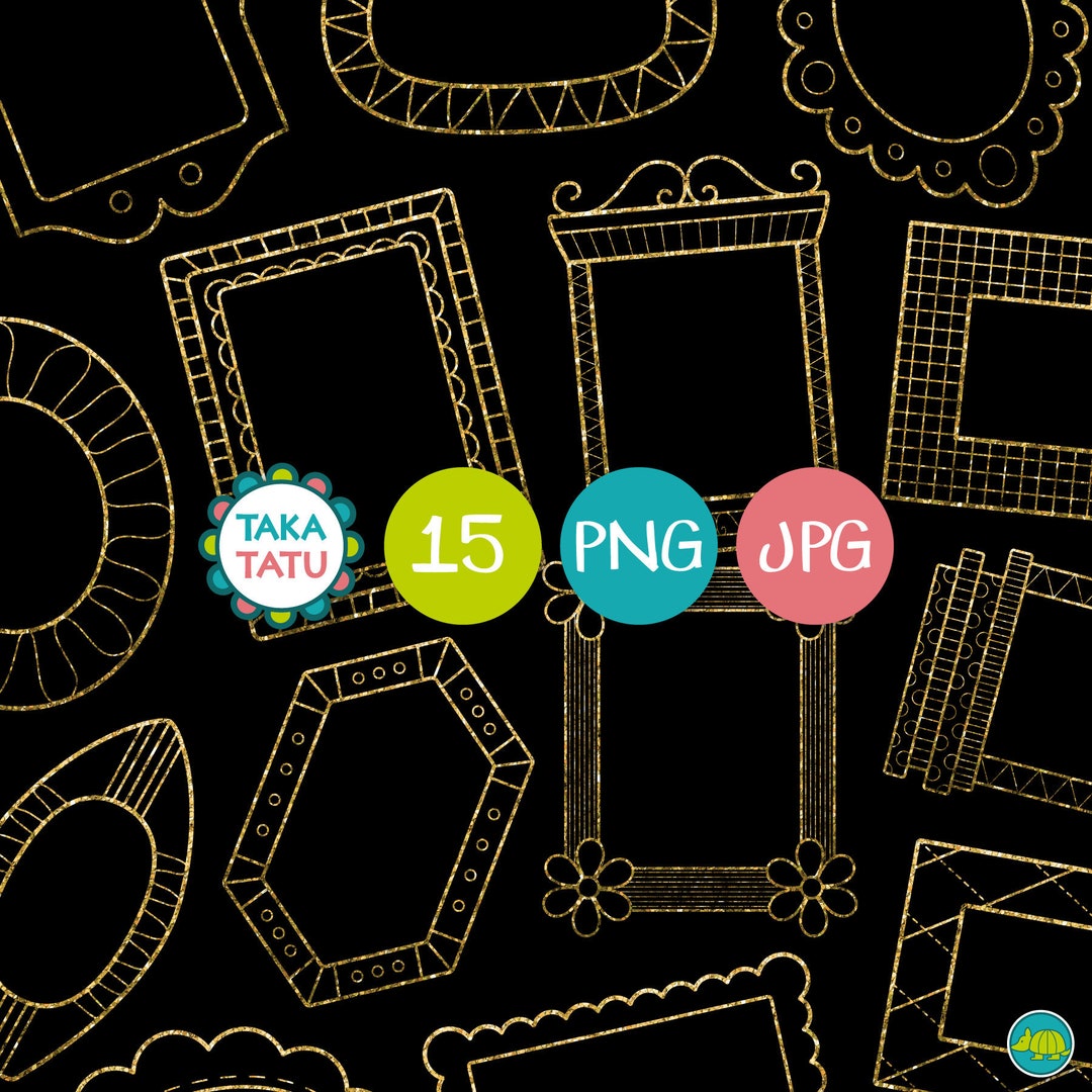 Glitter Frames Clipart Gold Glitter Frame / Glitter Digital Frames