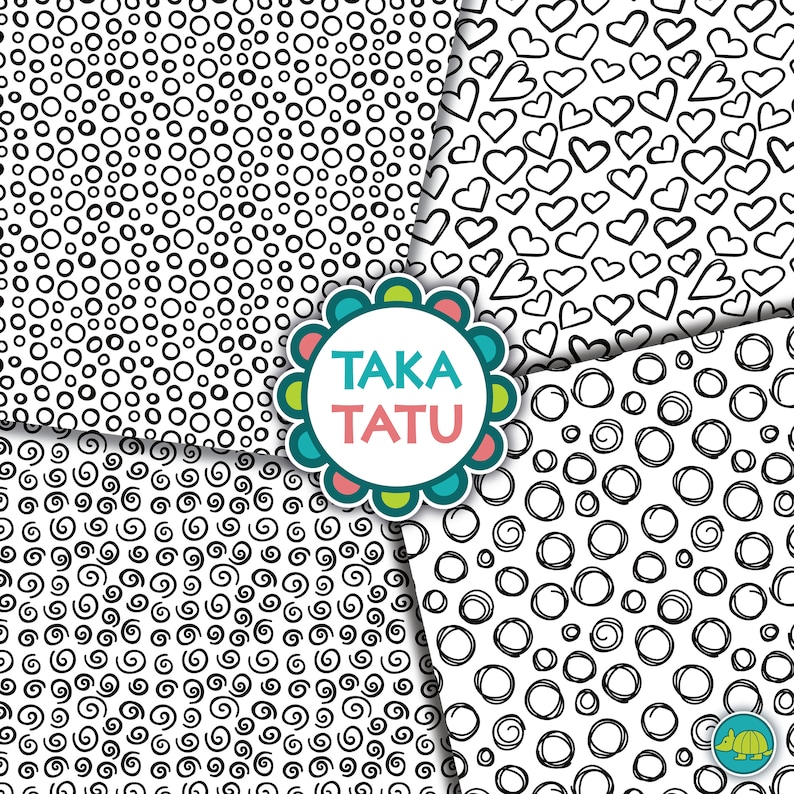 Hand Drawn Patterns Digital Paper Pack Doodle Patterns / Black and White Paper / Doodle Pattern / Doodle Background / Hand Drawn Printable image 5