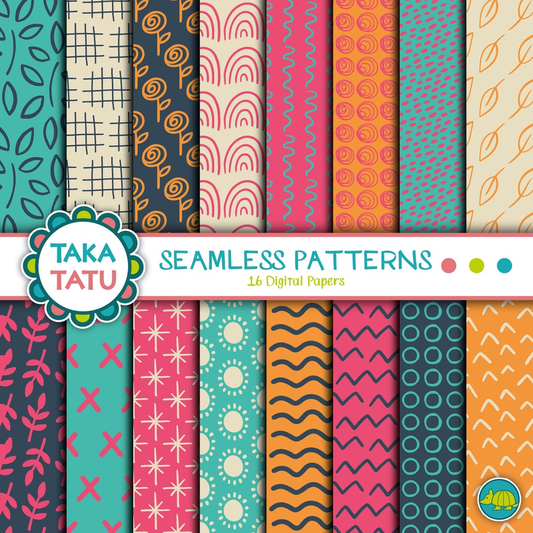 Minimalist Fun Colorful Printable Digital Paper Pack - Colorful and ...