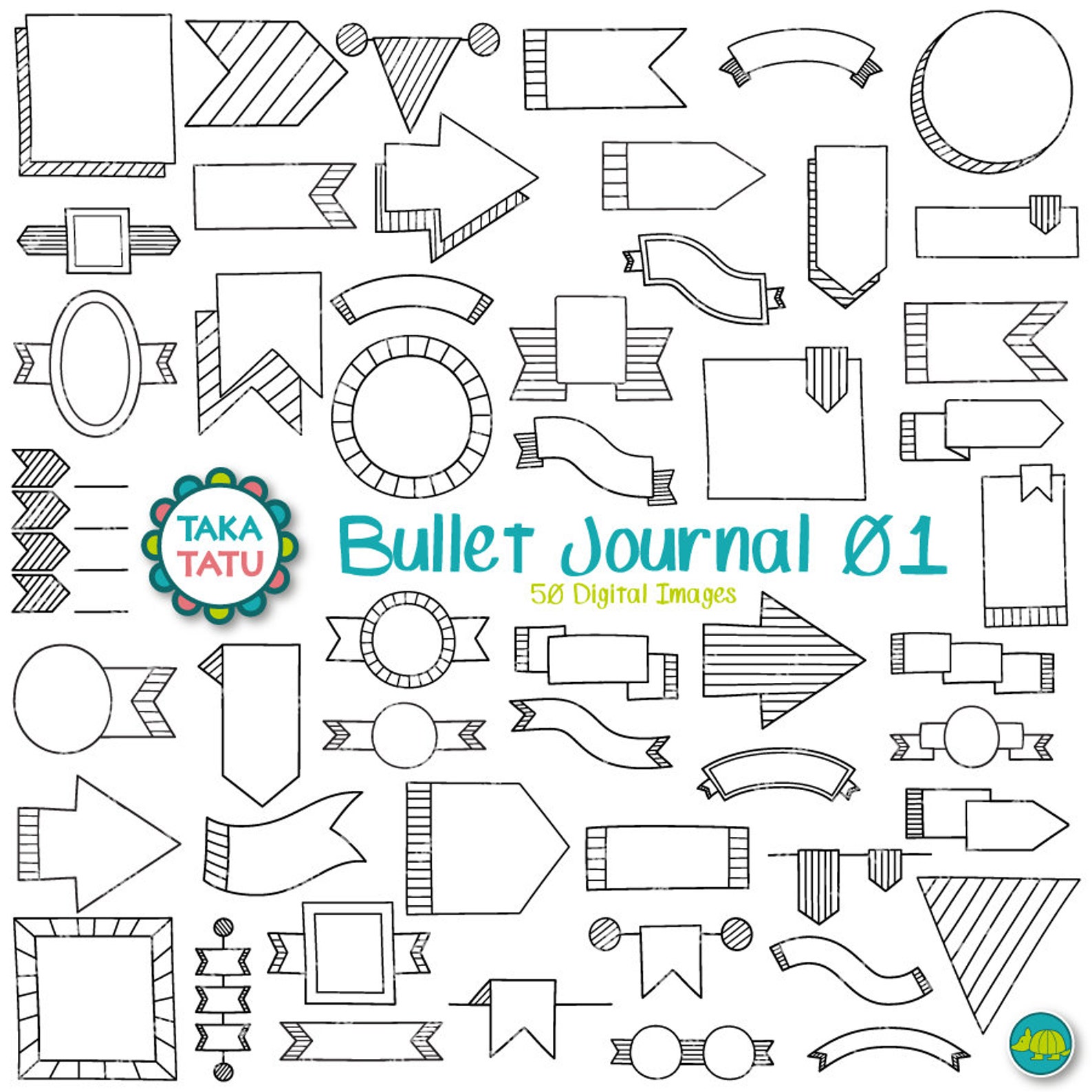 Bullet Journal Clipart Journal Digital Stamp / Banner - Etsy