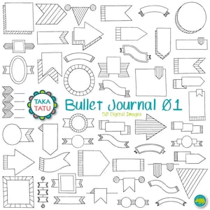 Bullet Journal Clipart - Journal Digital Stamp / Banner Clipart / Organizer Clipart / Journal Doodles / Hand Drawn Clipart / Arrows Clipart