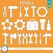 Tools Digital Stamp Pack - Black and White Clipart / Toolbox Clipart ...
