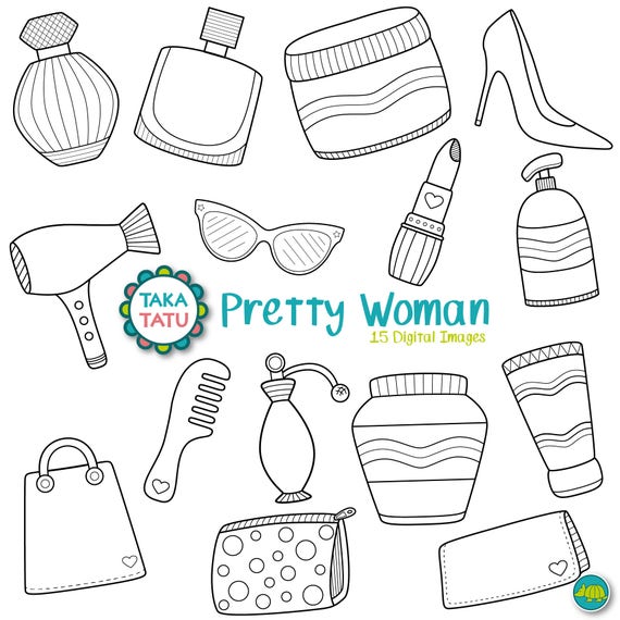 Pretty Woman Digital Stamp Black And White Girls Night Out Etsy