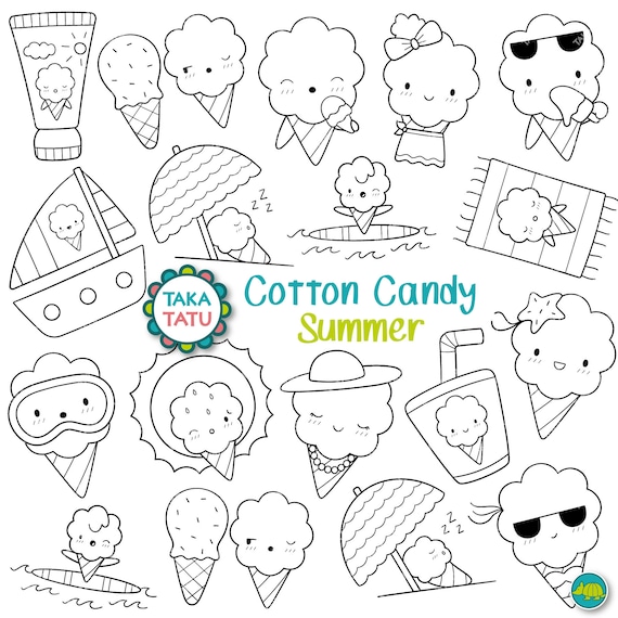 Cotton Candy Summer Clipart Fun and Cute Summer Digital - Etsy