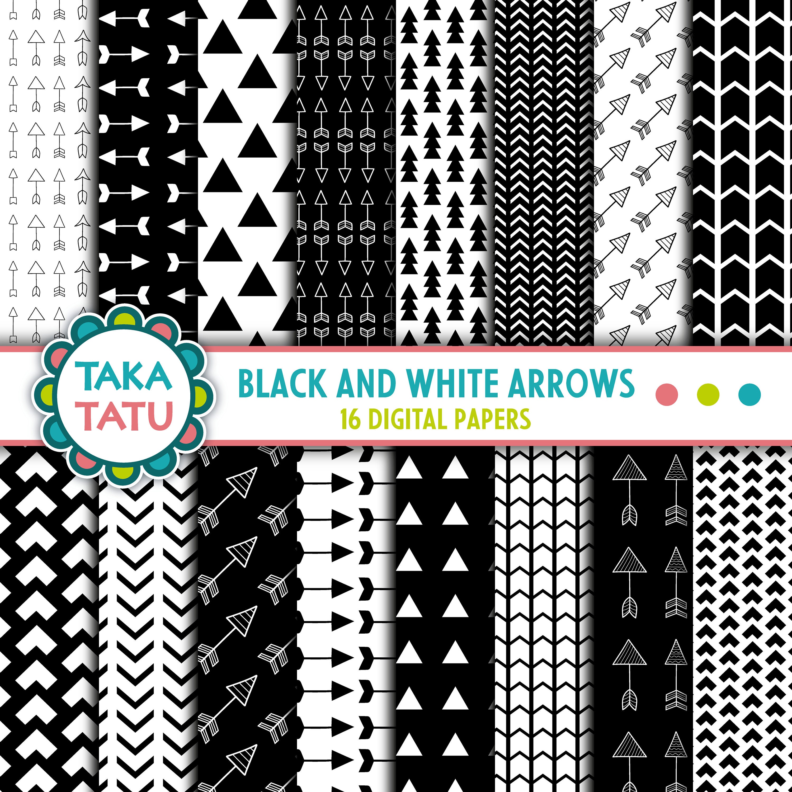 黒と白の矢印のデジタルスタンプ - プロジェクトやブランディングのためのミニマリスト矢印シームレスパターン - Etsy 日本, image size:3000x3000