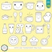 Kawaii Kitchen Digital Stamp Pack - Black and White Clipart / Cute ...