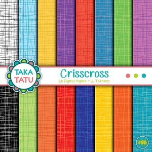 クリスクロスデジタルペーパー - クリスクロステクスチャ / カラフルな落書きパターン / スクラップブック用紙 / 印刷可能な用紙 / クリスクロス背景用紙