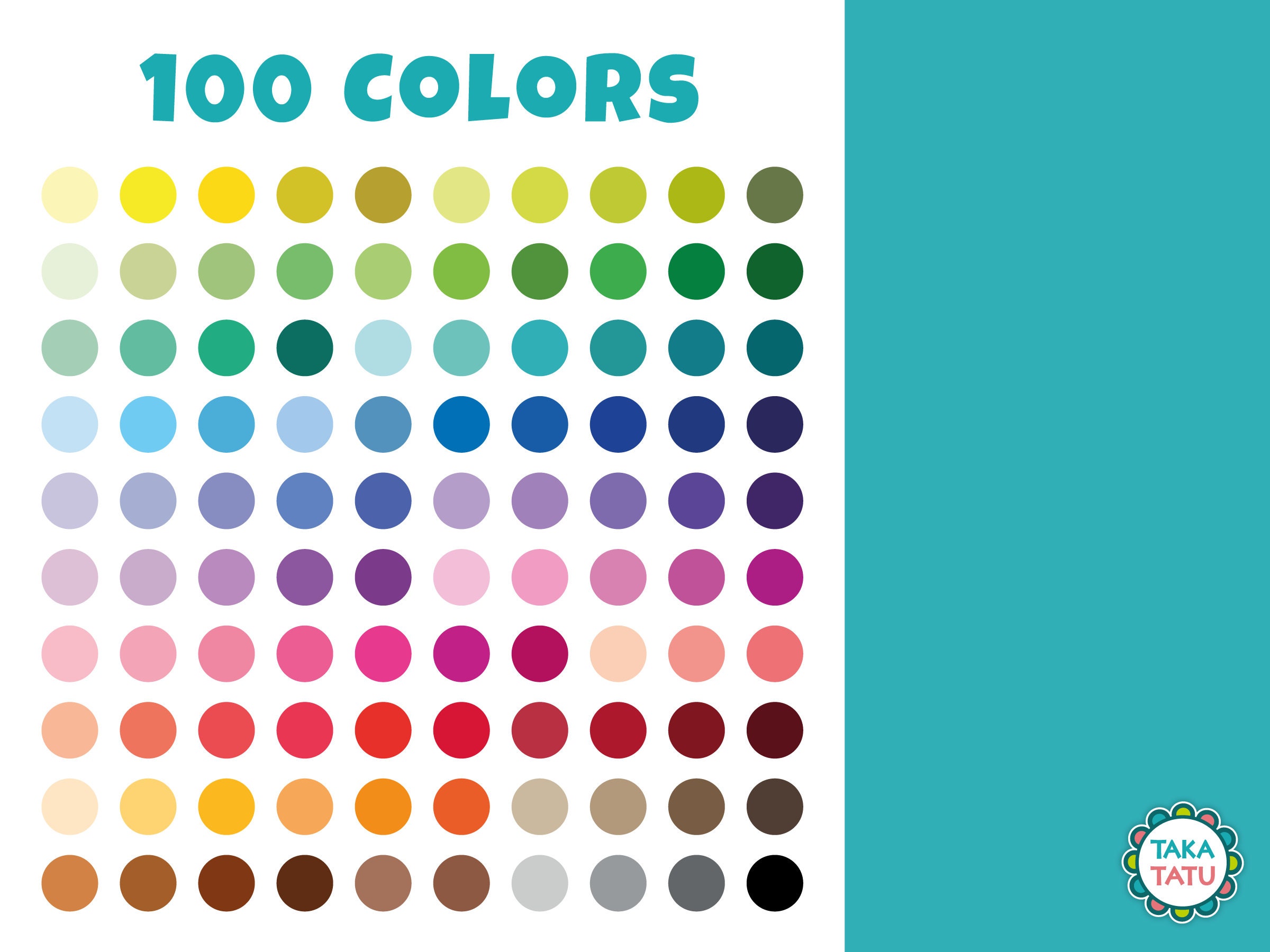100 Solid Colors Digital Paper Set / Rainbow Colors Printable Paper ...
