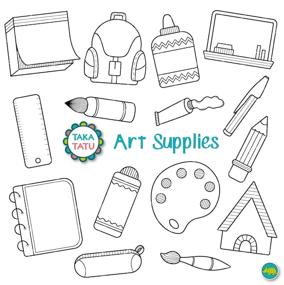 Art Supplies Clipart Art Supply Digital Stamps / Art Teacher Etsy