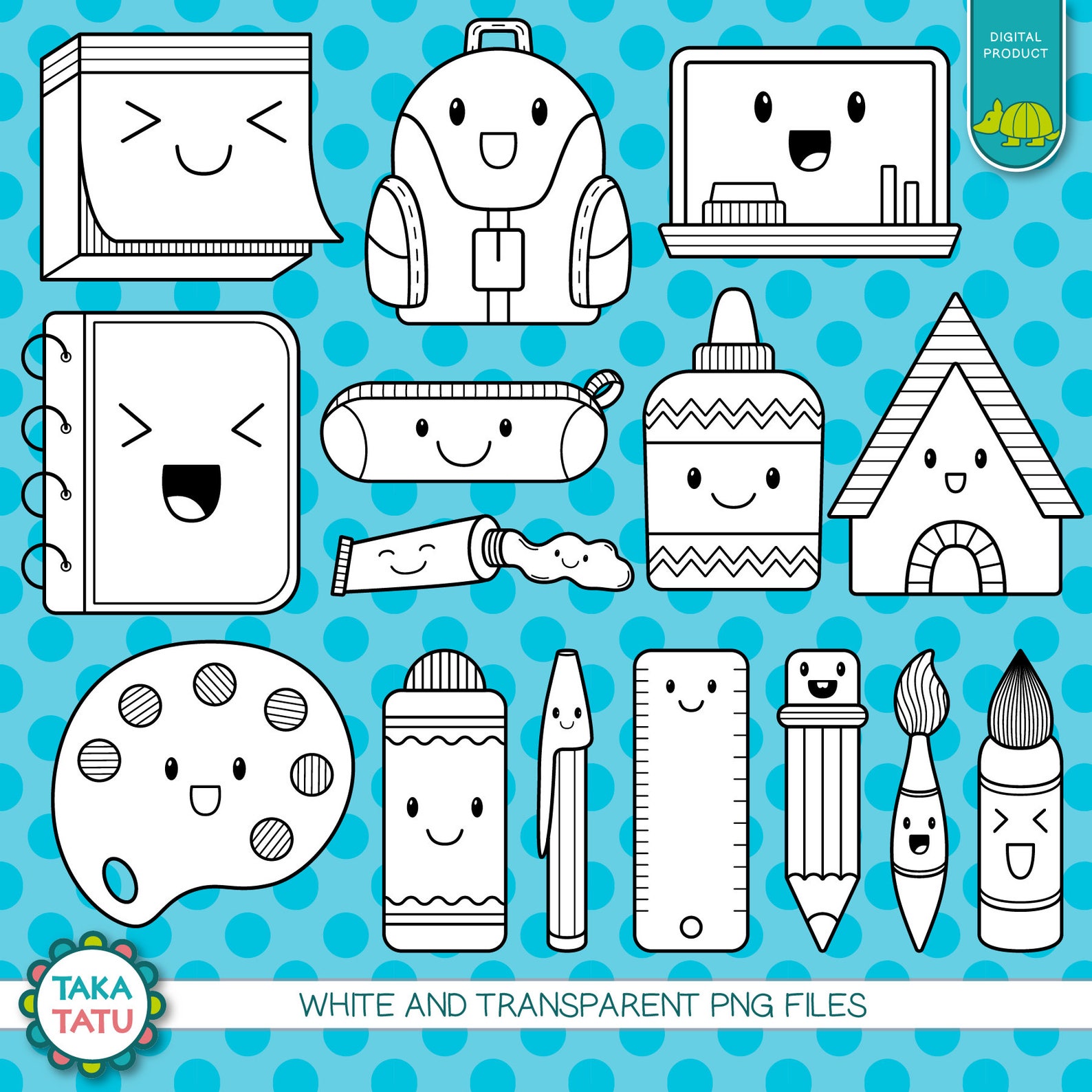 Kawaii Art Supplies Digital Stamp Art Supplies Clipart / | Etsy