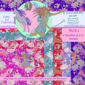 Fairies And Unicorns digital designs to download for your Scrapbooking, and, Craft needs. Both tiled, and, tileable images. 12 x 12 inches.