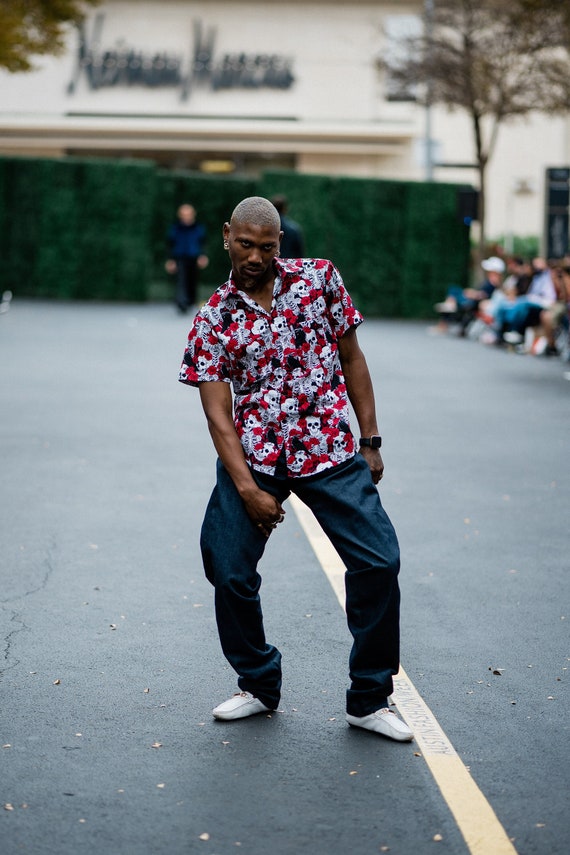 skull button up shirt