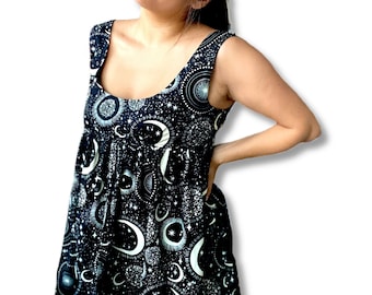 Crescent moon baby doll dress (glow in the dark crescent moon and stars)