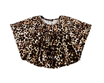 Baby Leopard print blouse with butterfly sleeves