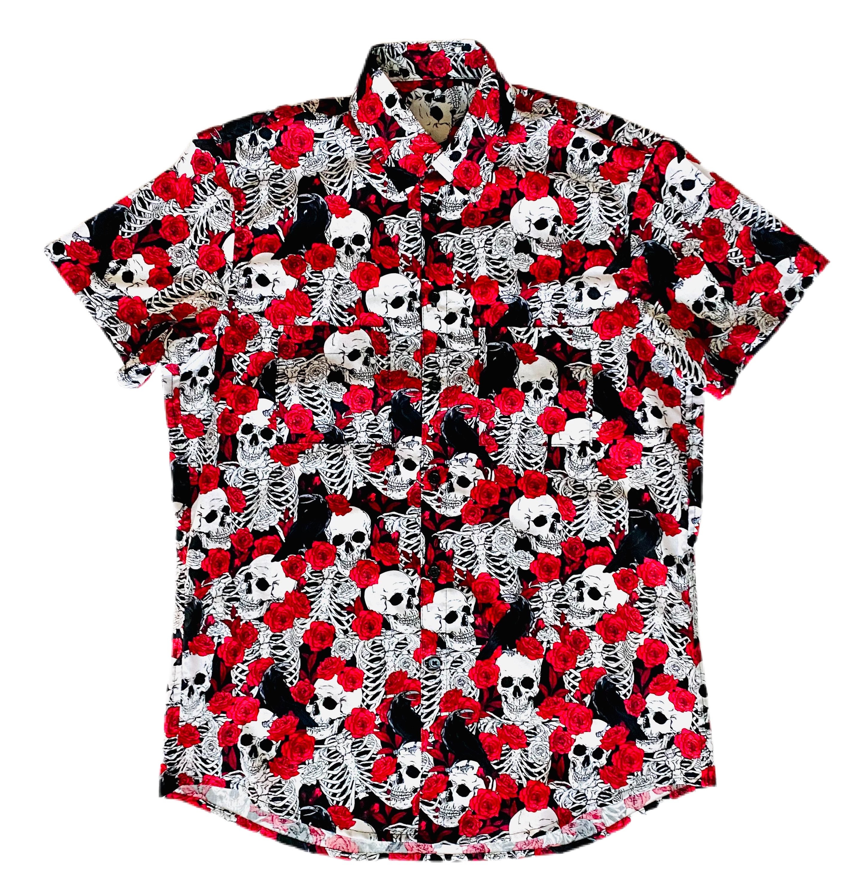skull button up shirt