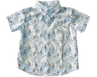 Fun in the snow (Olaf character) button up shirt