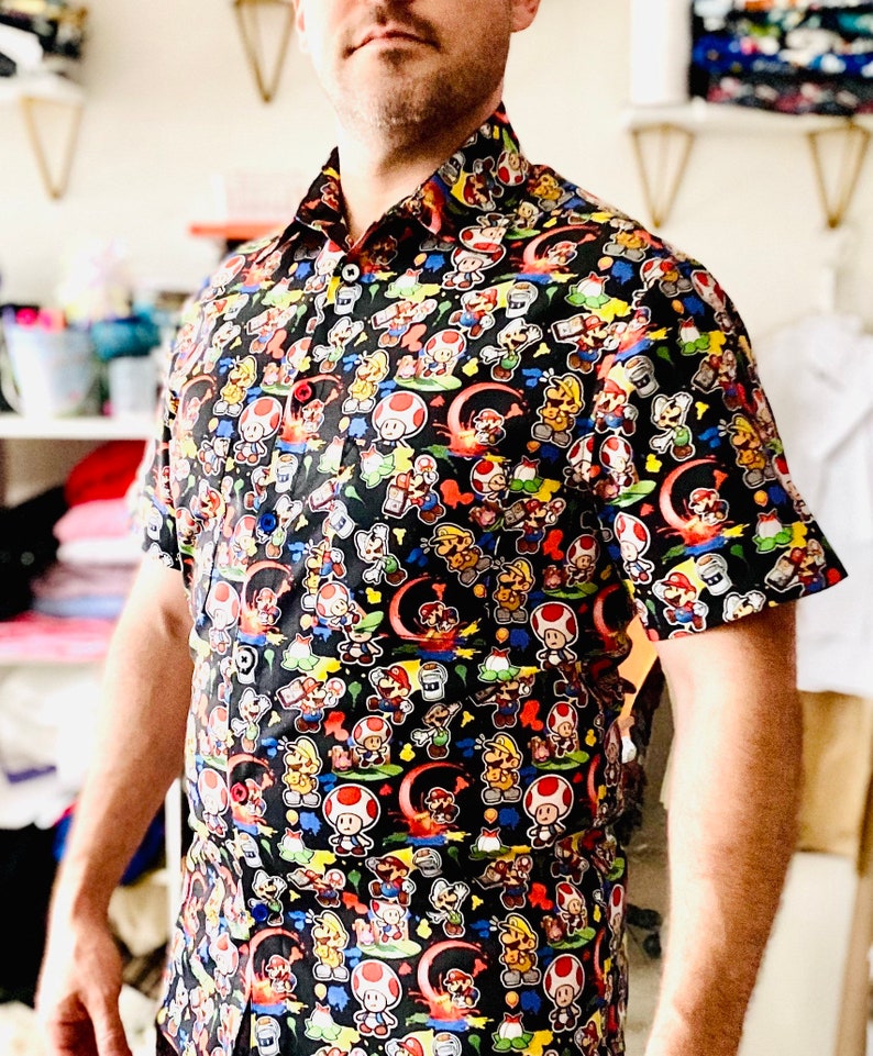 Paper Mario Mens Button up Dress Shirt 