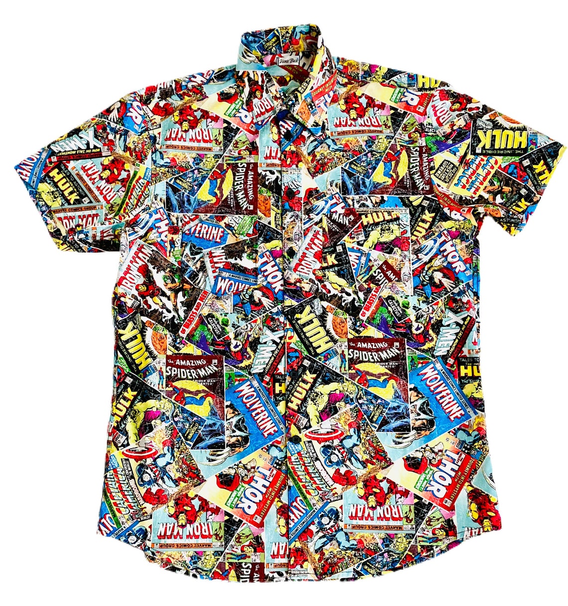 Mens Marvel Comic book cover button up dress shirt Etsy