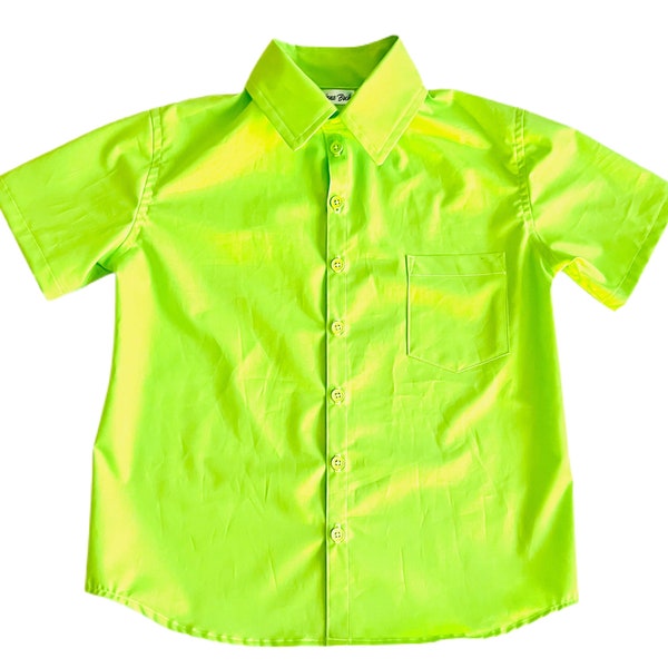 Neon green fluorescent button down shirts