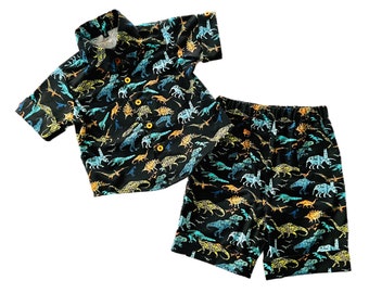 Dinosaur archaeologists designed Button Down Dress Shirt with matching Shorts Set