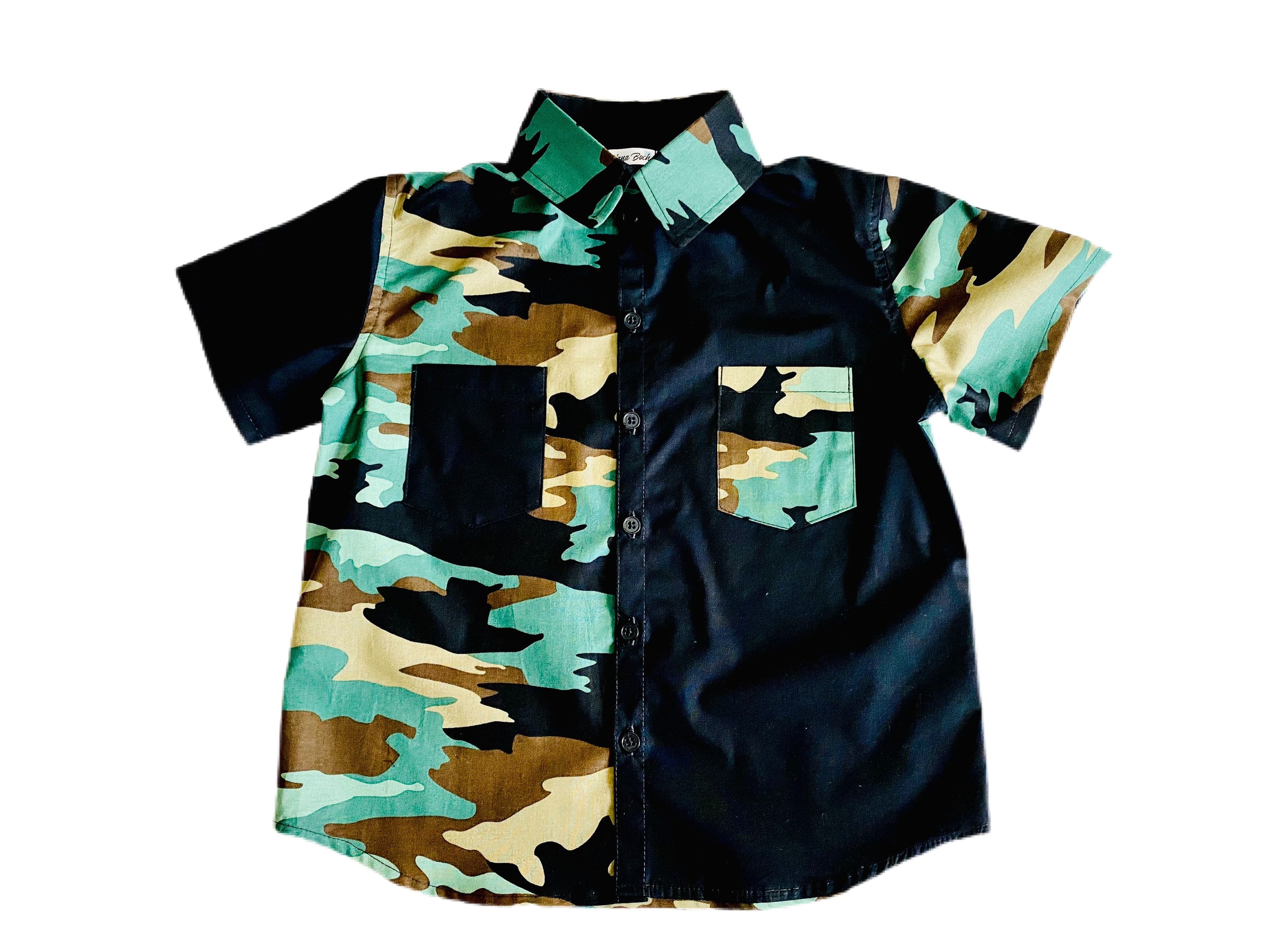 Camouflage Button Down Collared Shirt 
