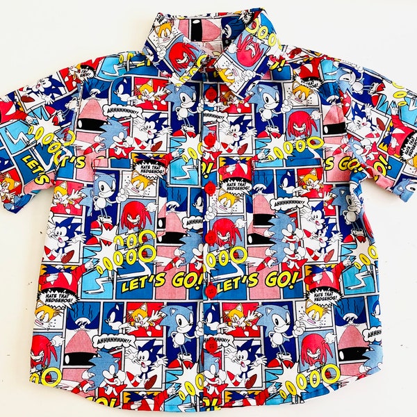 Gotta Go Fast! Sonic the Hedgehog Button Down Collared Shirt