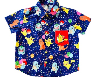 Happy Birthday! Pikachu! Pokémon Button Down Collared Shirt