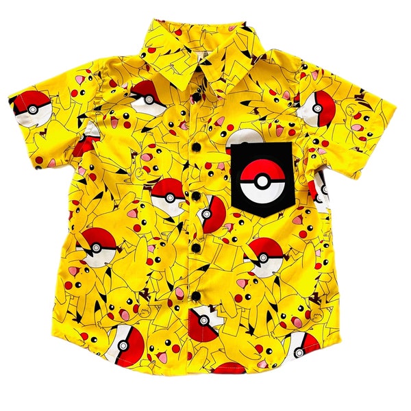 Happy Birthday pt.2! Pikachu Pokeball Pokémon Button Down Collared Shirt