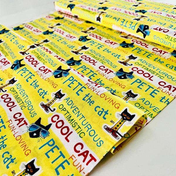 Pete the cat “cool cat” Fabric 100% cotton by the yard