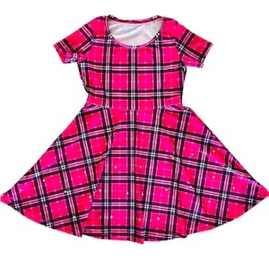 Razzle Dazzle Hot Pink Plaid Dress with sparkly rhinestones