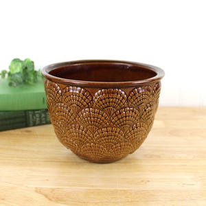 Haeger Seashell Planter Vintage Brown Pottery USA Flower Pot Clamshell