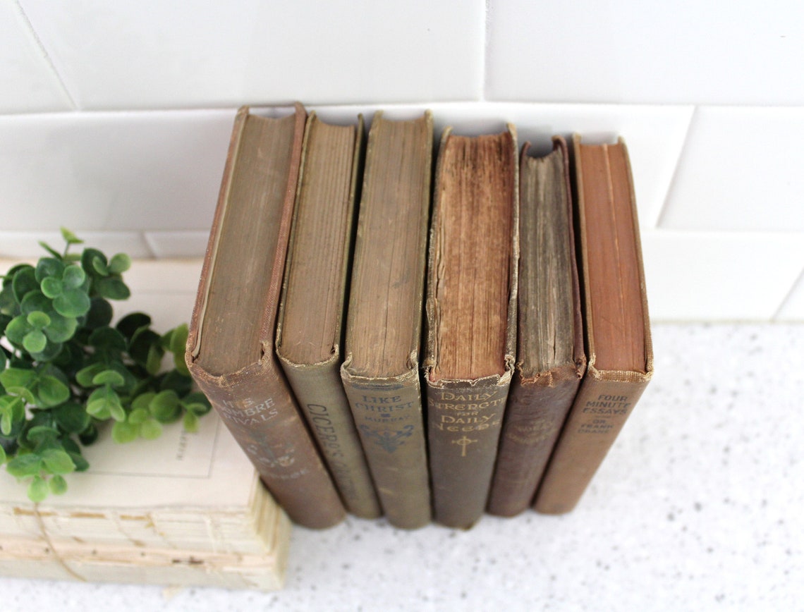 Set of 1880s Pocket Sized Books / Vintage Brown Book Decor / Etsy