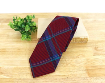 Vintage Pendleton Virgin Wool Tie | Red Plaid Mens Neck Tie | E924