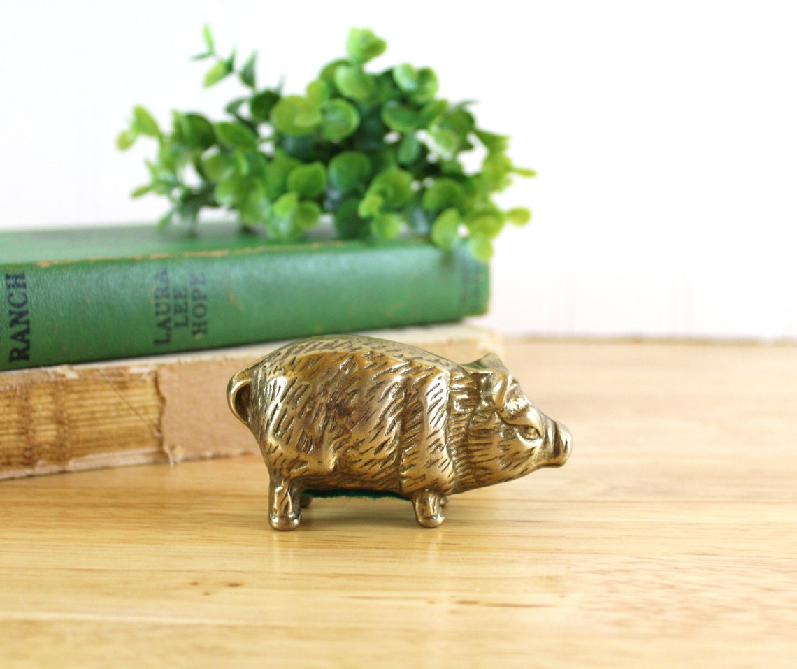 Vintage 3'' Brass Pig Figure / Miniature Brass Animals Etsy