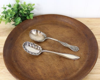 Vintage Rogers & Son Silver Plate Ornate Sugar Spoons  | F371