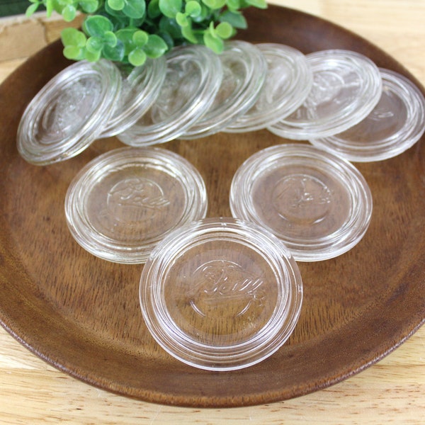 10 Vintage 2.5'' Clear Glass Ball Jar Lids |Zinc Insert F329