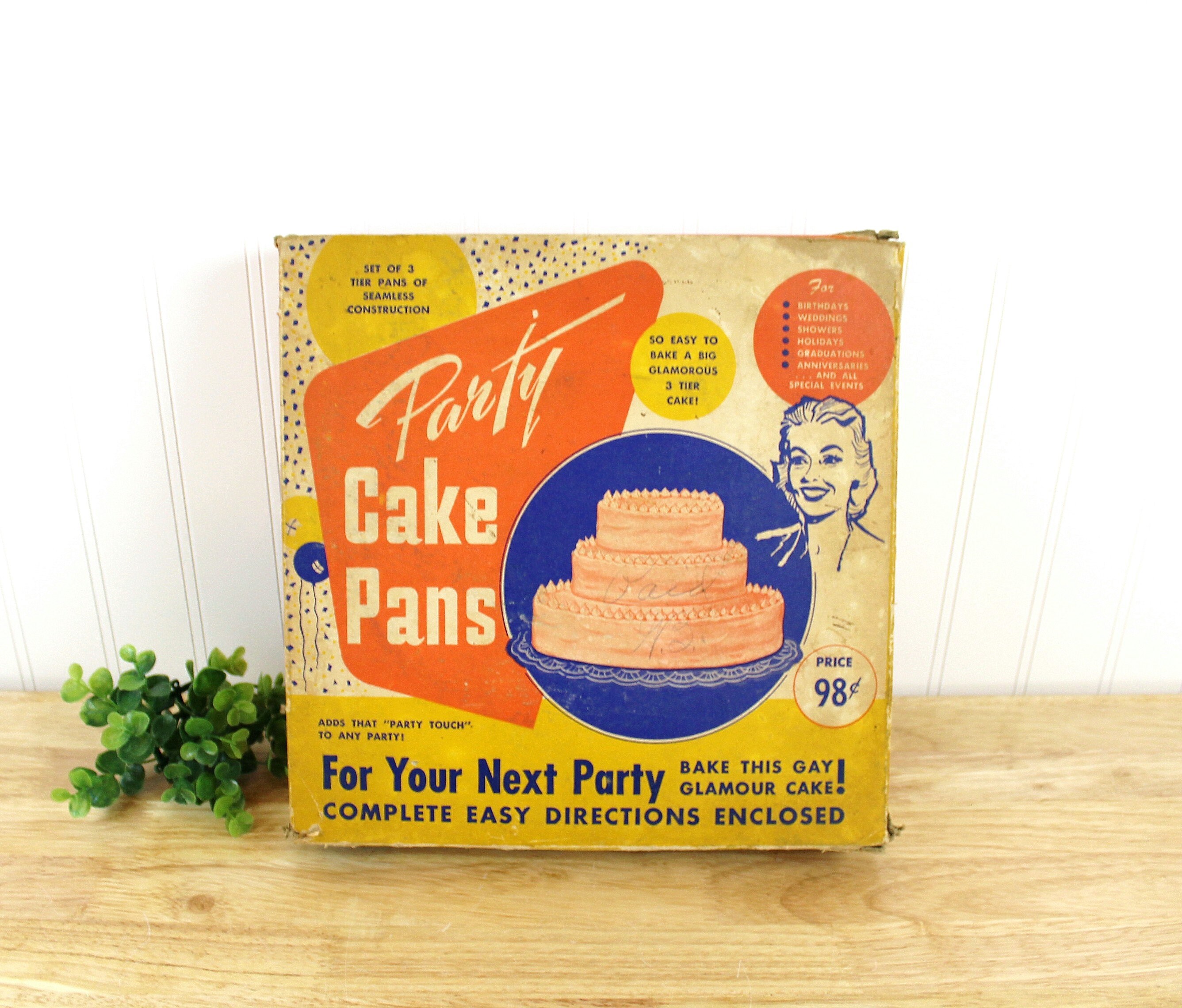 Vintage Bake King Baking Pan 3 Square Tier Cake Pan Set 6x6 8x8 10x10 2”  Deep